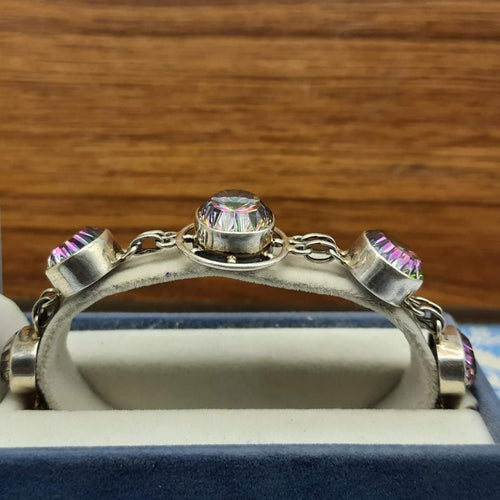 925 Sterling Silver Mystic Topaz Nepali Handmade Bracelet