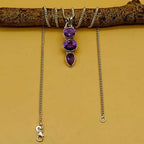 925 Silver Cut Purple Amethyst Necklace Birthstone Gift