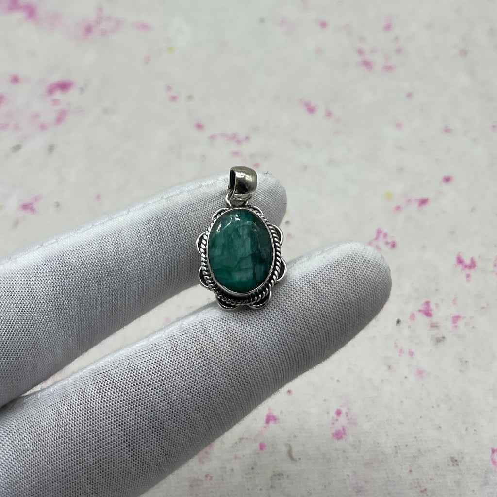 Dyed Emerald 925 Sterling Silver Handmade Pendant | Bold Bohemian Pendant