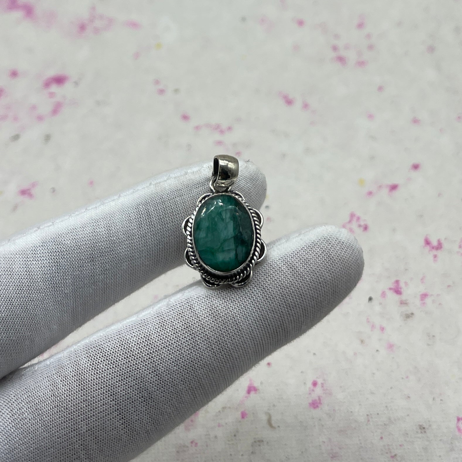 Dyed Emerald 925 Sterling Silver Handmade Pendant | Bold Bohemian Pendant