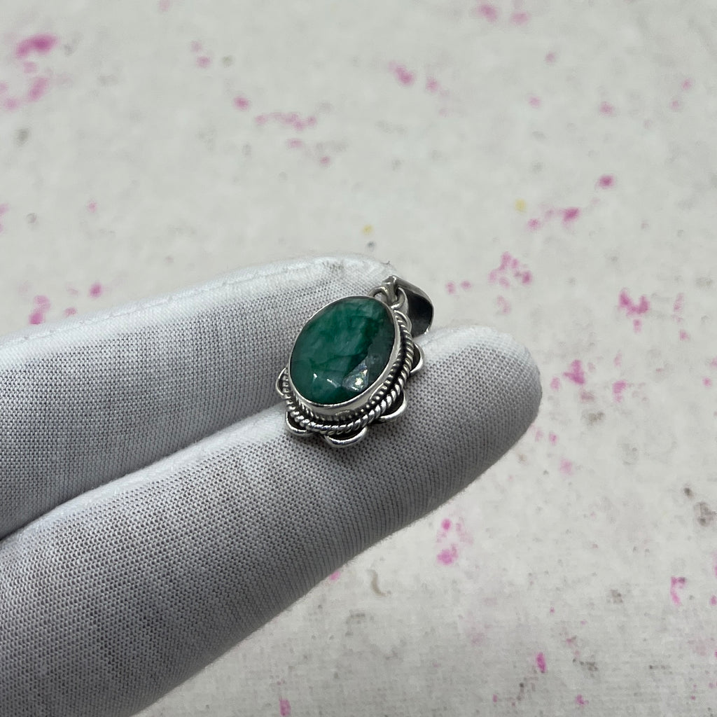 Dyed Emerald 925 Sterling Silver Handmade Pendant | Bold Bohemian Pendant