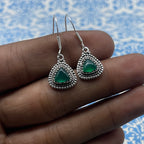 Bohemian Green Onyx Trillion Earrings – Handmade Silver Jewelry