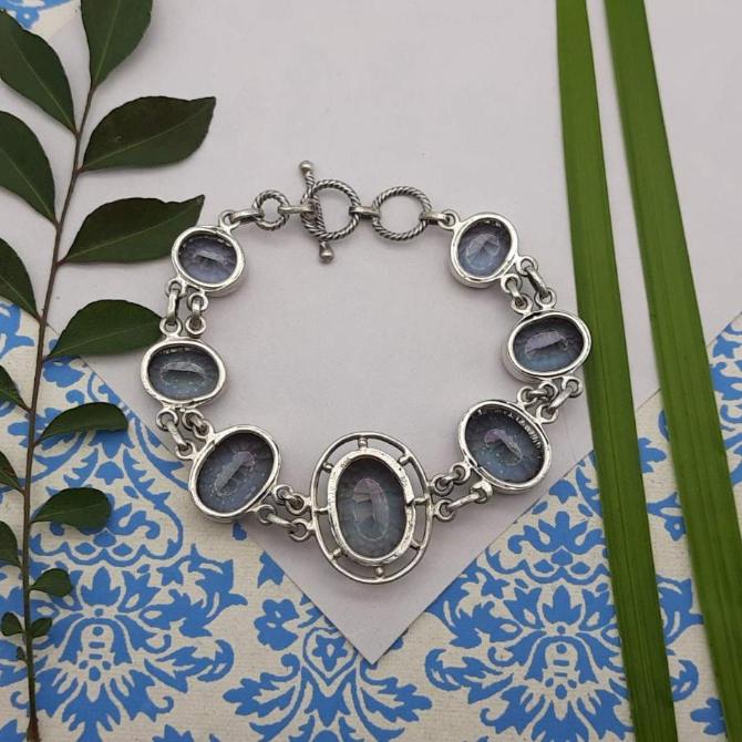 925 Sterling Silver Mystic Topaz Nepali Handmade Bracelet