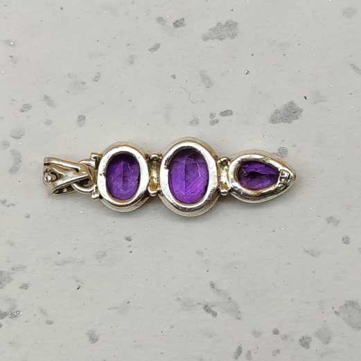 925 Silver Cut Purple Amethyst Necklace Birthstone Gift