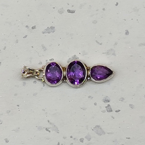 925 Silver Cut Purple Amethyst Necklace Birthstone Gift