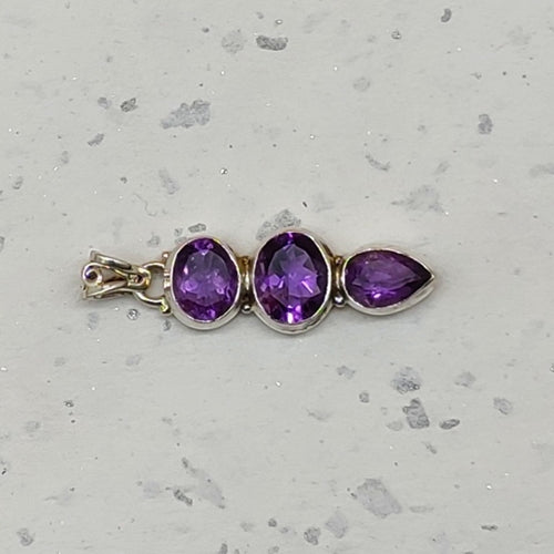 925 Silver Cut Purple Amethyst Necklace Birthstone Gift