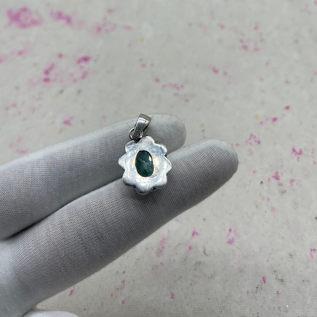 Dyed Emerald 925 Sterling Silver Handmade Pendant | Bold Bohemian Pendant
