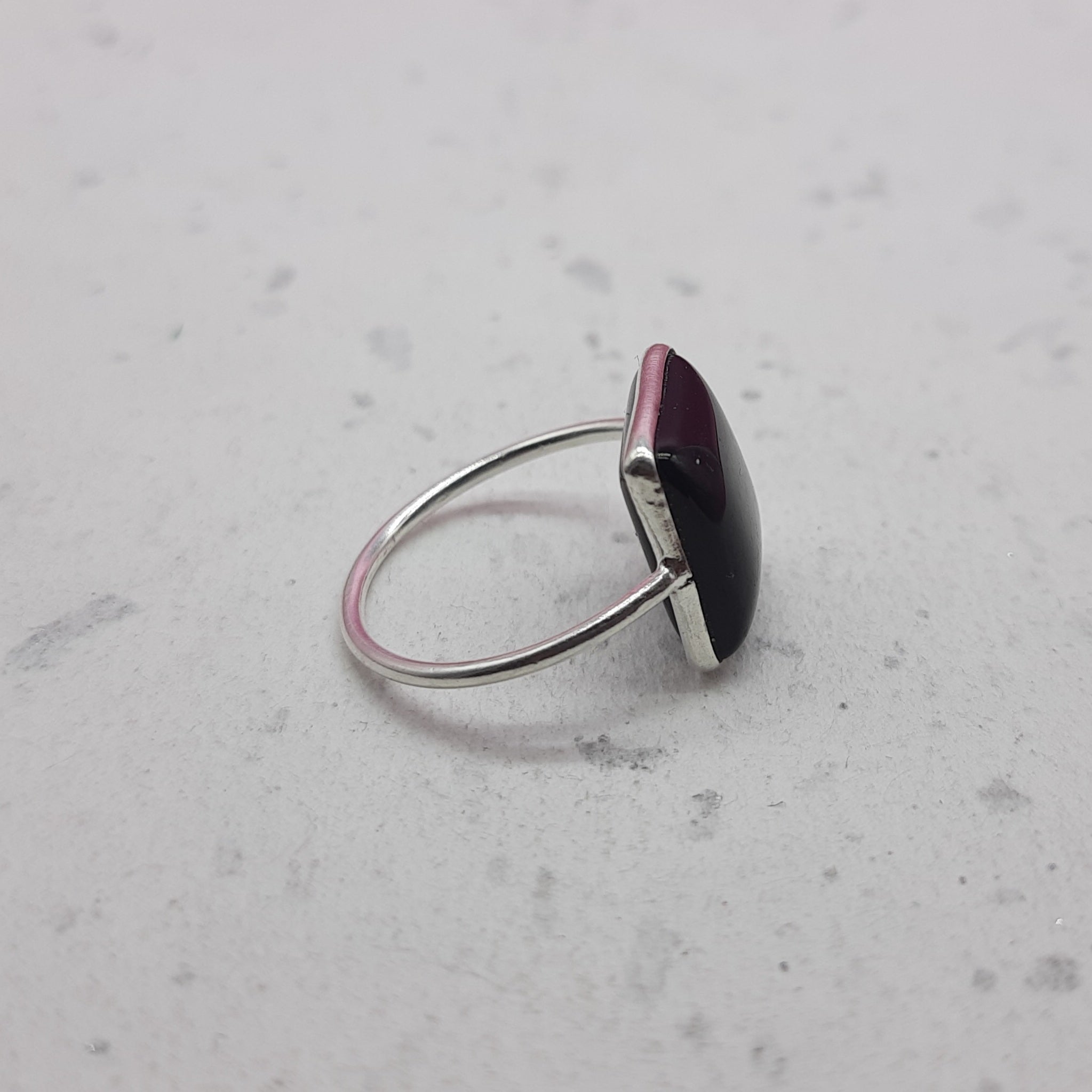 Black Onyx 925 Silver Bezel Simple Ring For Women