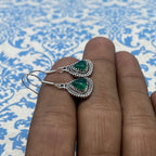 Bohemian Green Onyx Trillion Earrings – Handmade Silver Jewelry