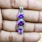 925 Silver Cut Purple Amethyst Necklace Birthstone Gift