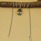 925 Silver Cut Green Amethyst Necklace Birthstone Gift