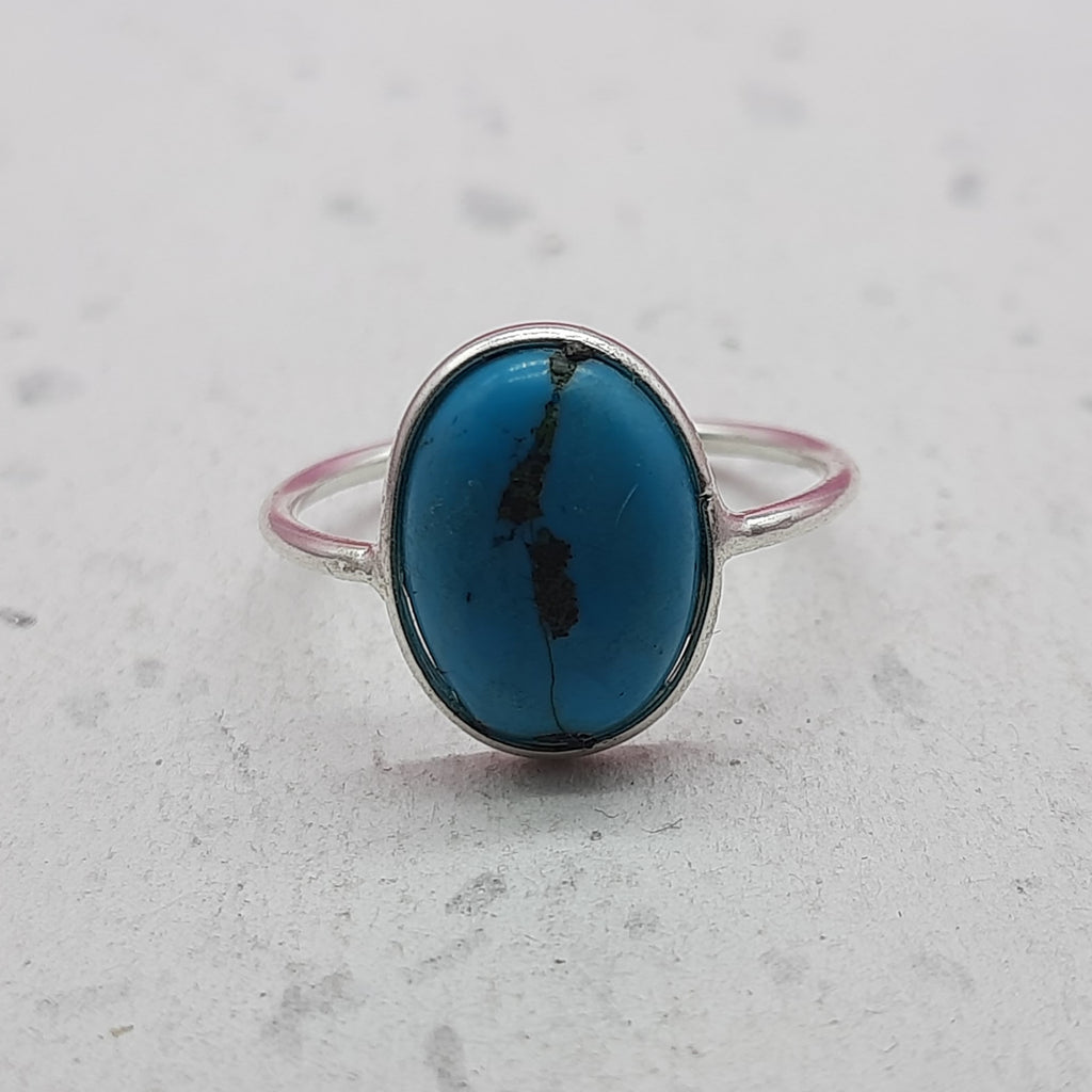 Turquoise 925 Silver Bezel Simple Ring For Women