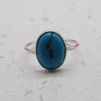 Turquoise 925 Silver Bezel Simple Ring For Women