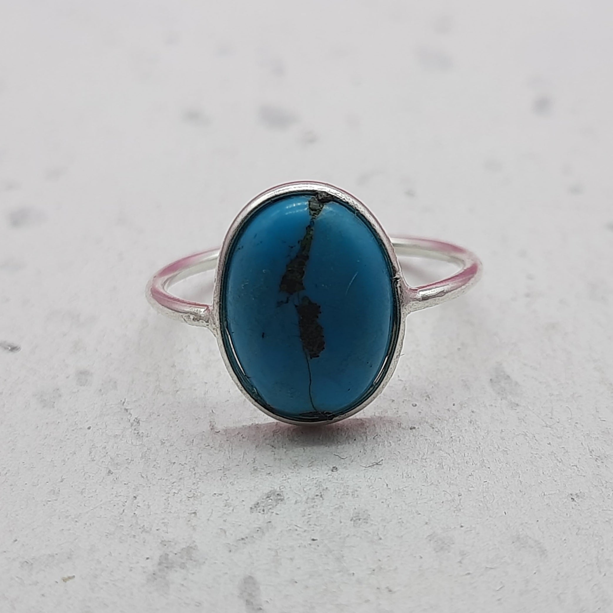Turquoise 925 Silver Bezel Simple Ring For Women