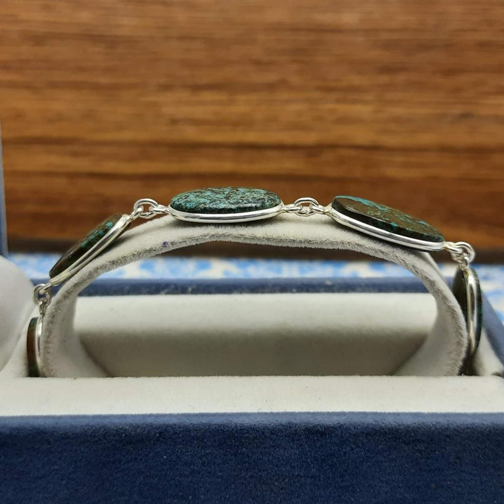 Elegant Handmade 925 Sterling Silver Tibetan Turquoise Bracelet