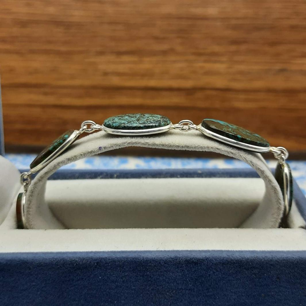 Elegant Handmade 925 Sterling Silver Tibetan Turquoise Bracelet