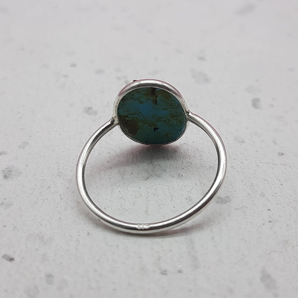 Turquoise 925 Silver Bezel Simple Ring For Women