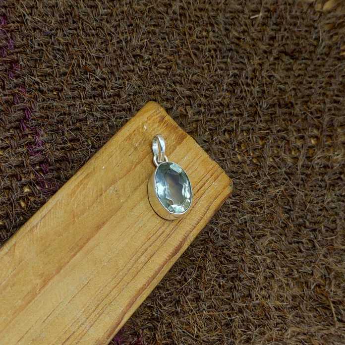 925 Silver Cut Green Amethyst Necklace Birthstone Gift