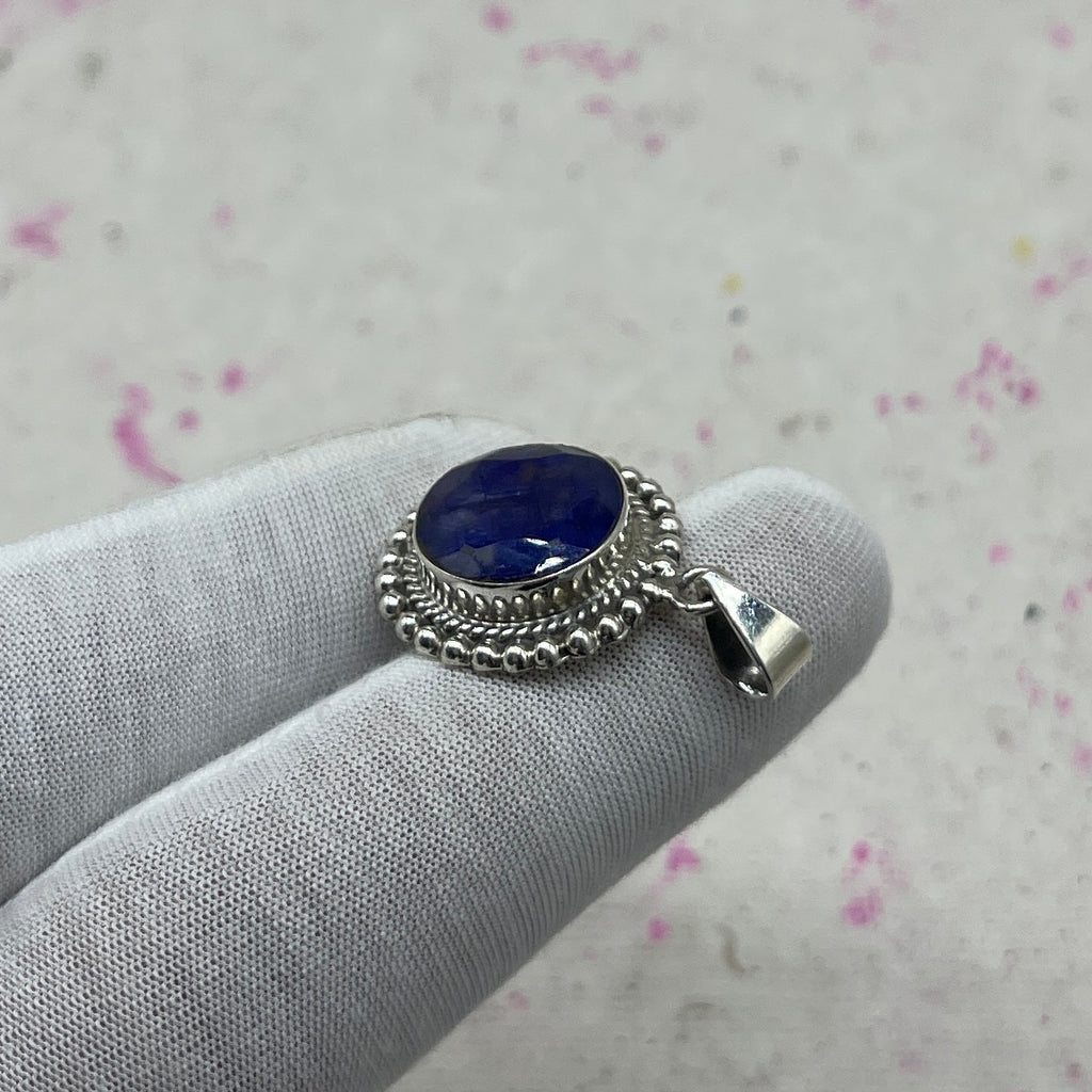 Dyed Sapphire 925 Sterling Silver Handmade Pendant | Elegant Statement Jewelry