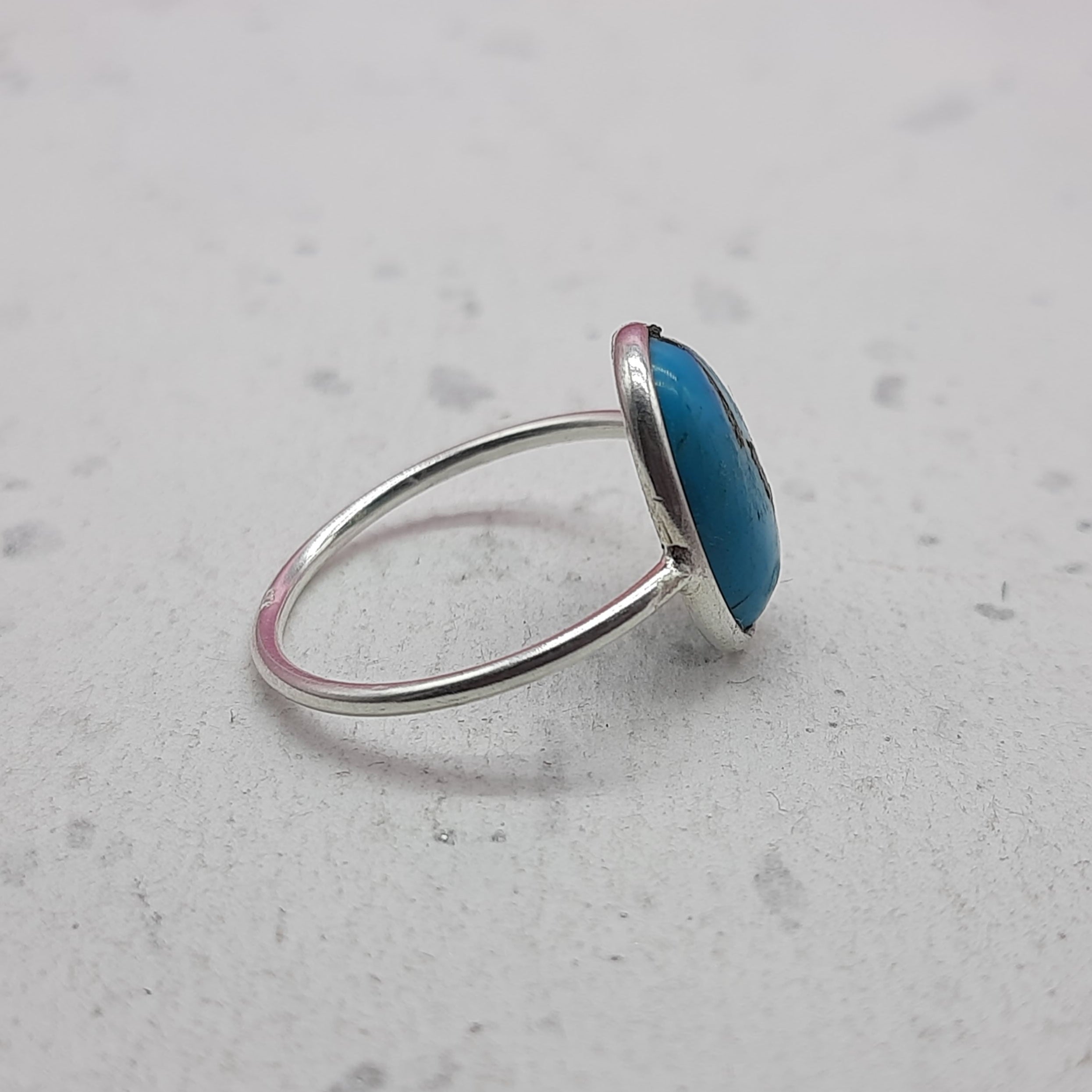 Turquoise 925 Silver Bezel Simple Ring For Women