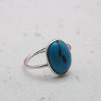 Turquoise 925 Silver Bezel Simple Ring For Women