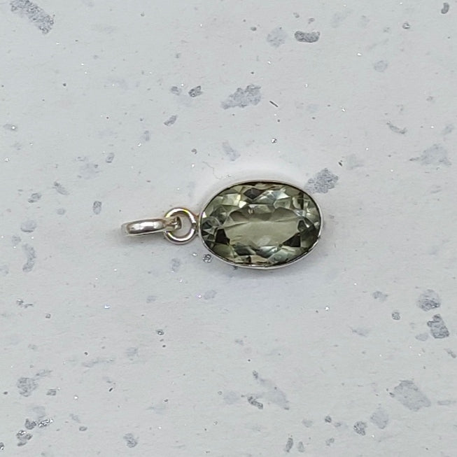 925 Silver Cut Green Amethyst Necklace Birthstone Gift