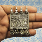 Rectangular Patdi Pendant with Dangling Details – Traditional Handmade Silver Tribal Jewelry