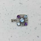 Blue Topaz Amethyst 925 Silver Wire Design Boho Pendant