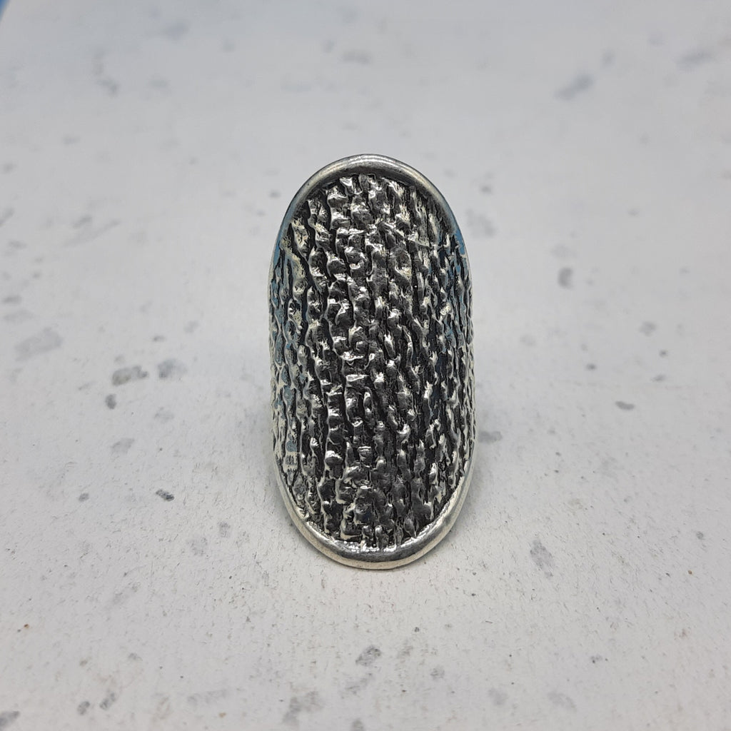 Textured Pattern 925 Solid Silver Long Mandala Rings
