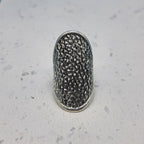 Textured Pattern 925 Solid Silver Long Mandala Rings