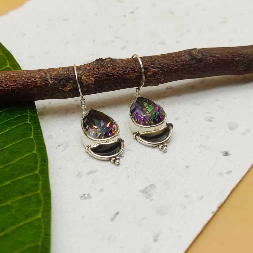 Handmade Statement Mystic Topaz 925 Sterling Silver Earring
