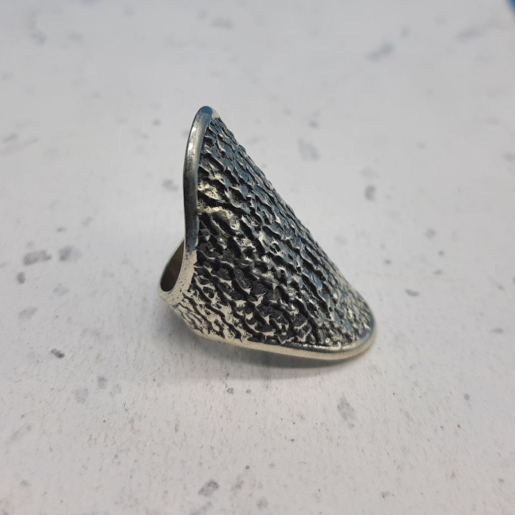 Textured Pattern 925 Solid Silver Long Mandala Rings