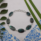 Handmade 925 Sterling Silver Tibetan Turquoise Bracelet Oval Shape Jewelry