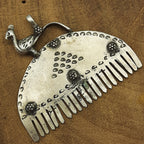 Peacock Comb Design Pendant – Handcrafted Silver Tribal Indian Village Heritage Piece