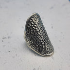 Textured Pattern 925 Solid Silver Long Mandala Rings