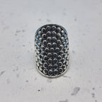 Textured Pattern 925 Solid Silver Long Mandala Rings