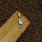 Blue Topaz Pearl 925 Silver Prong Set Boho Pendant