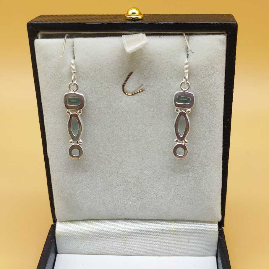 Chic Silver Statement Blue Topaz Earrings