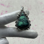 Turquoise 925 Sterling Silver Handmade Pendant | Classic Boho Jewelry