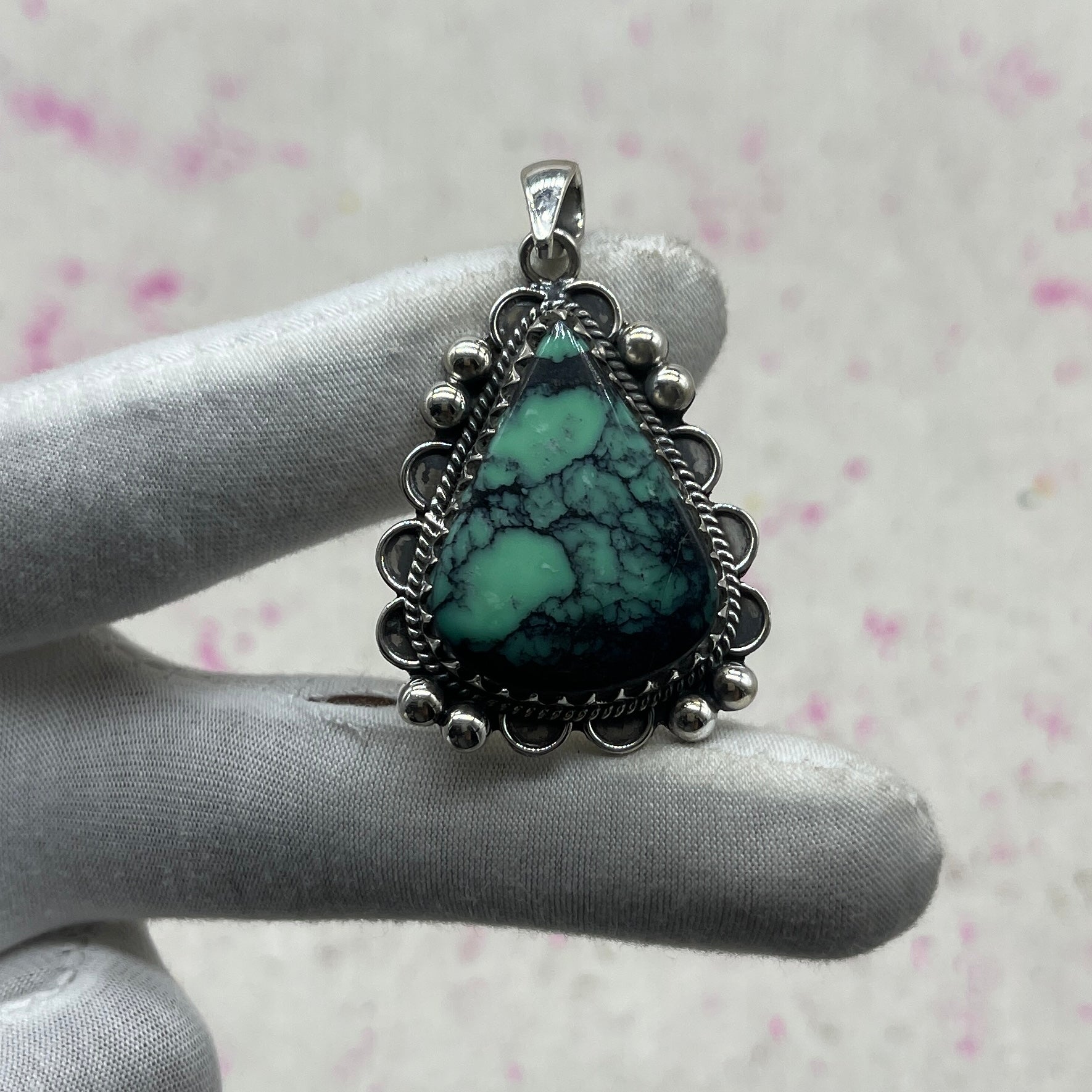 Turquoise 925 Sterling Silver Handmade Pendant | Classic Boho Jewelry