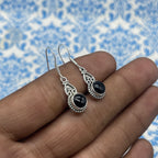 925 Silver Black Onyx Dangle Earrings – Statement Gemstone Jewelry