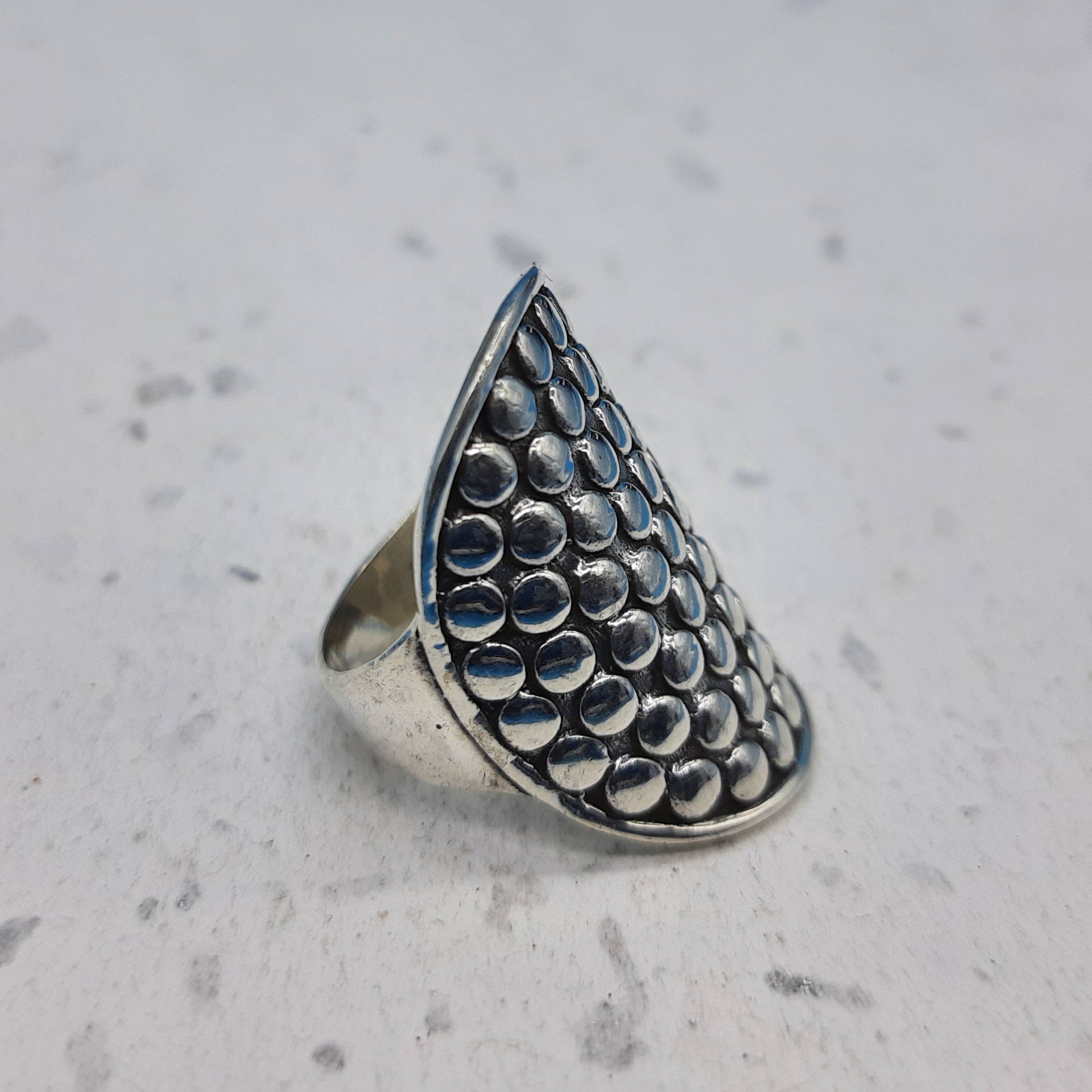 Textured Pattern 925 Solid Silver Long Mandala Rings