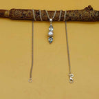 Blue Topaz Pearl 925 Silver Prong Set Boho Pendant