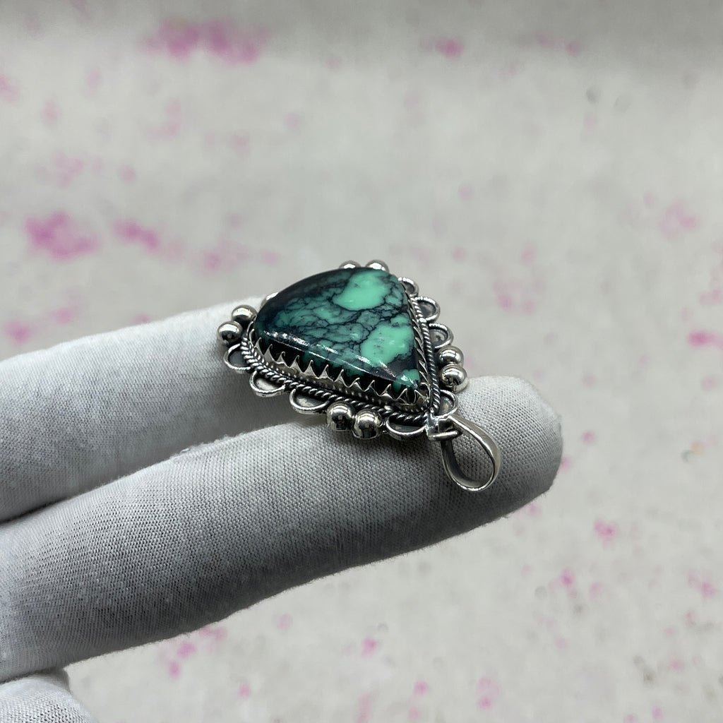 Turquoise 925 Sterling Silver Handmade Pendant | Classic Boho Jewelry