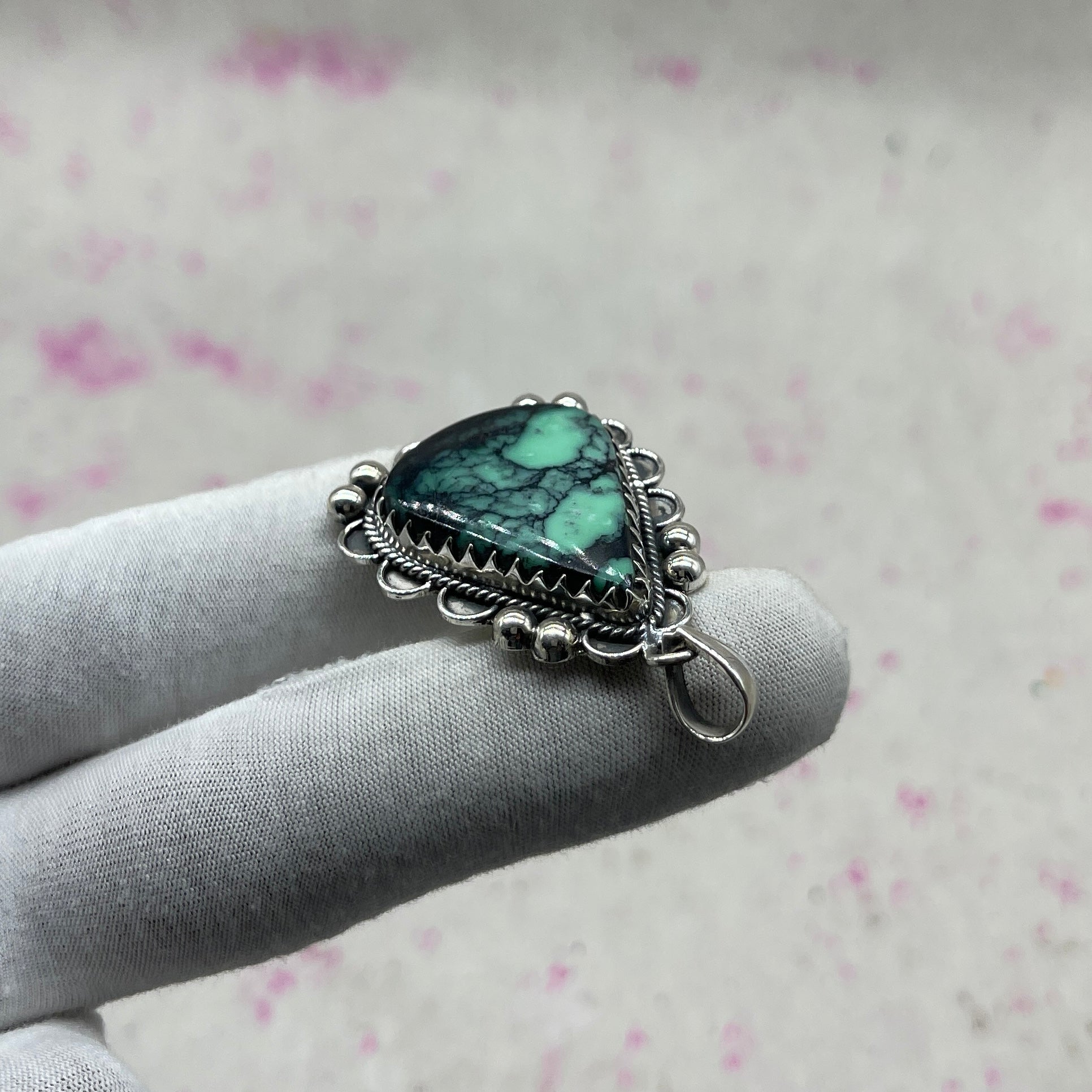 Turquoise 925 Sterling Silver Handmade Pendant | Classic Boho Jewelry