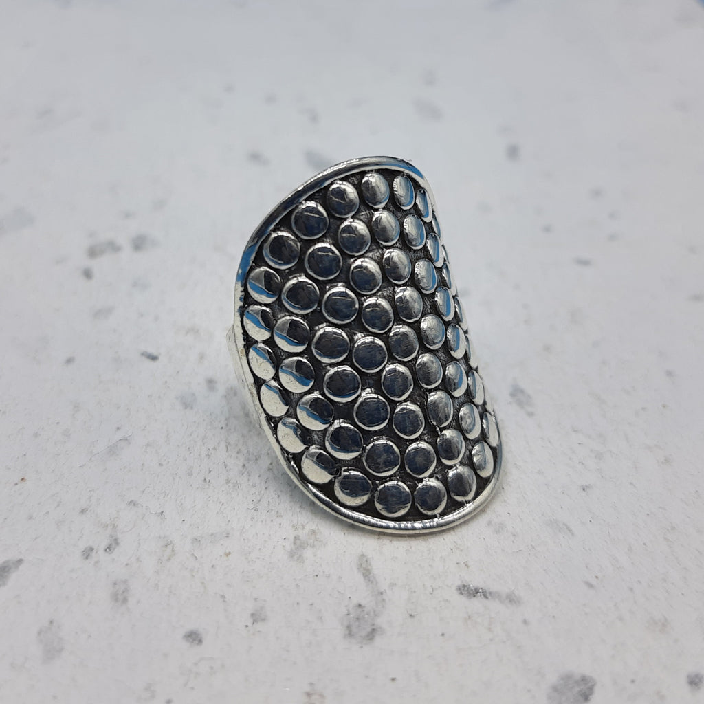 Textured Pattern 925 Solid Silver Long Mandala Rings