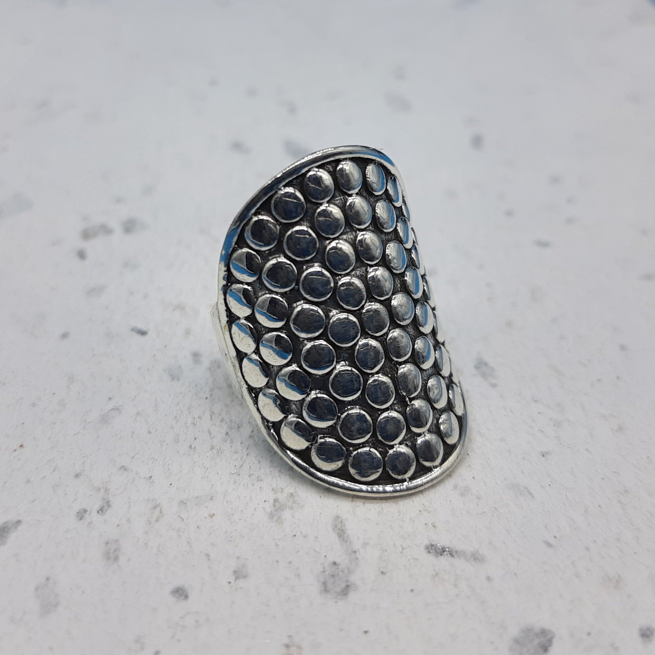 Textured Pattern 925 Solid Silver Long Mandala Rings