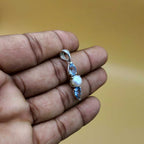 Blue Topaz Pearl 925 Silver Prong Set Boho Pendant