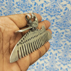 Peacock Comb Artisan Pendant – Handmade Silver Traditional Ethnic Statement Jewelry