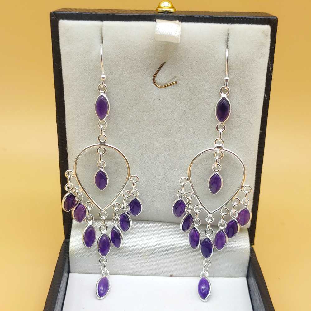 Elegant Silver Statement Chandelier Earrings